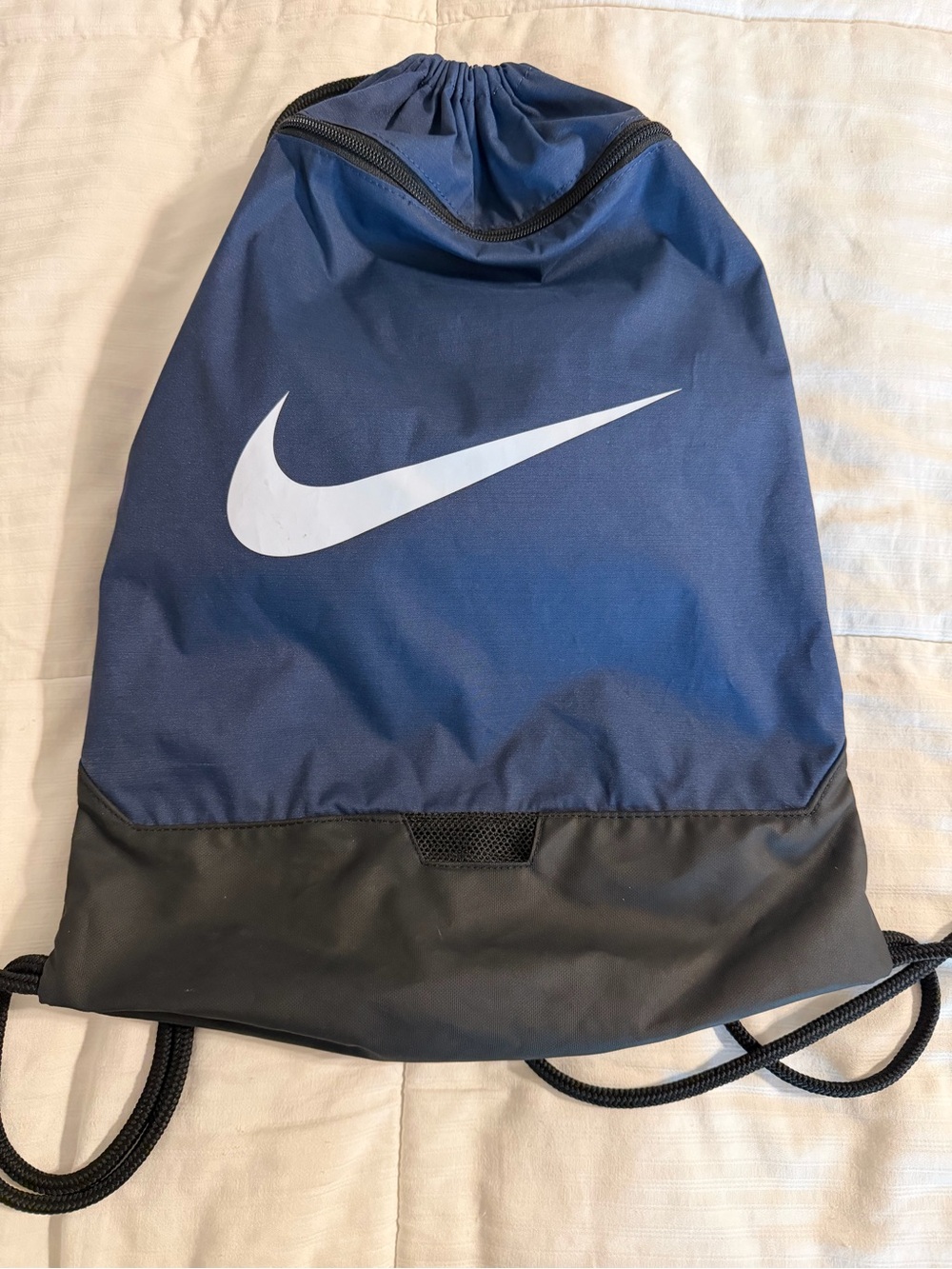 Nike Swoosh Drawstring Gym Sack 15L Blue/Black/White Polyester Adjustable